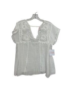 Stella + Ginger Enchanted Afternoons Shirt Floral Lace Trim Large White New Vnec